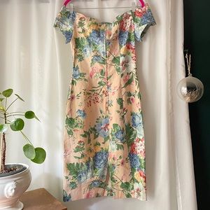 VTG Romantic Floral Off Shoulder Cotton Dress